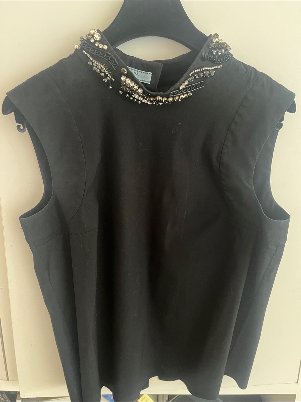 Embellished Black Sleeveless Top